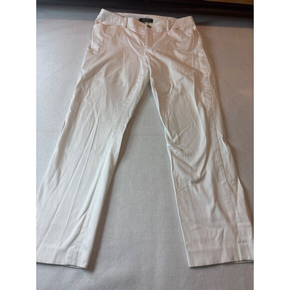 Ralph Lauren White Cotton Blend Womens Straight Leg Pants Size 8 - Picture 2 of 10